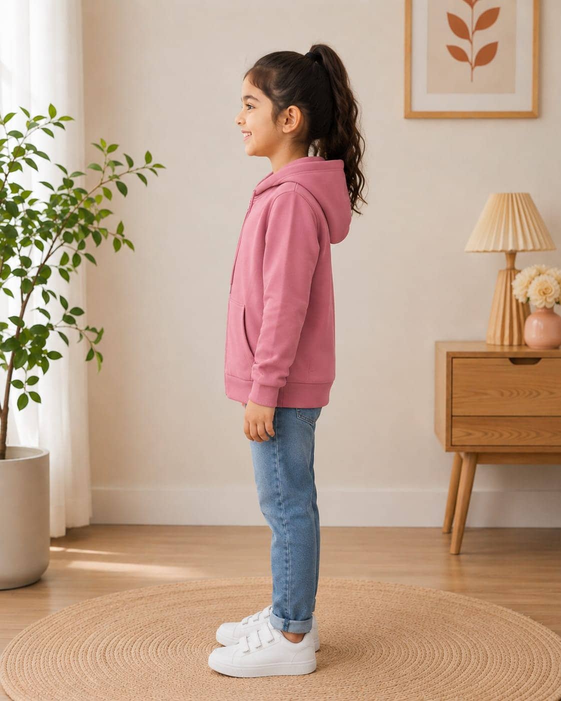 Pack of 1 Girls Fleece Sweatshirt ( Peach Puff ) - Image 4