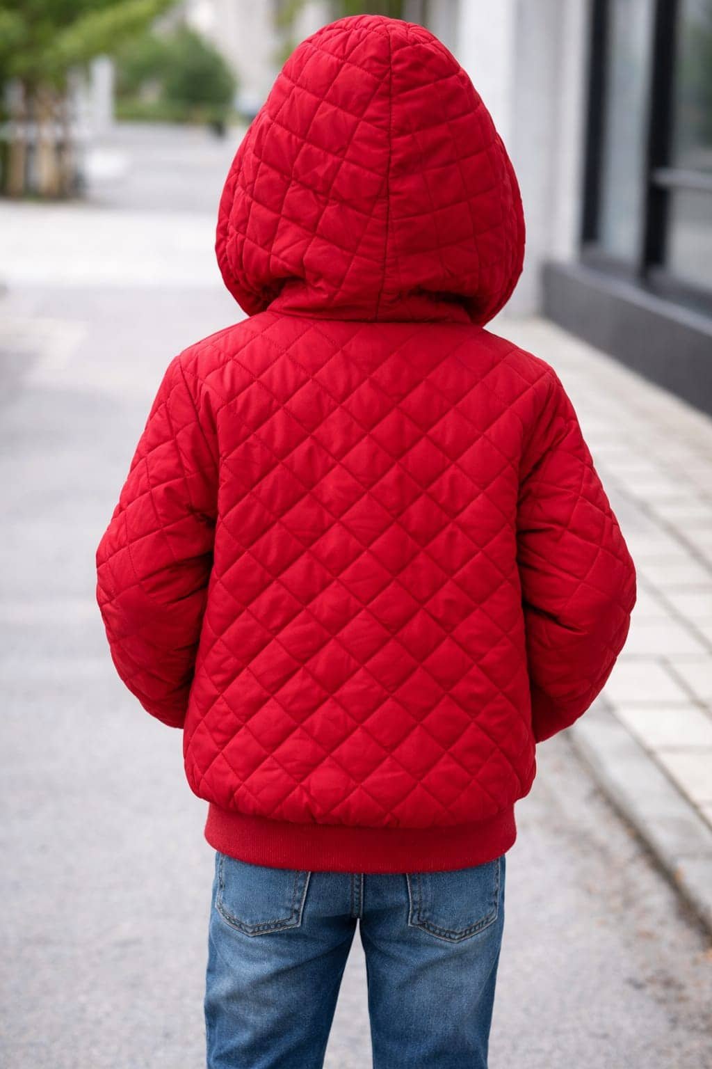 Boys Polyester Quilted & Bomber Jacket ( Red , Pack of 1 ) - Image 2