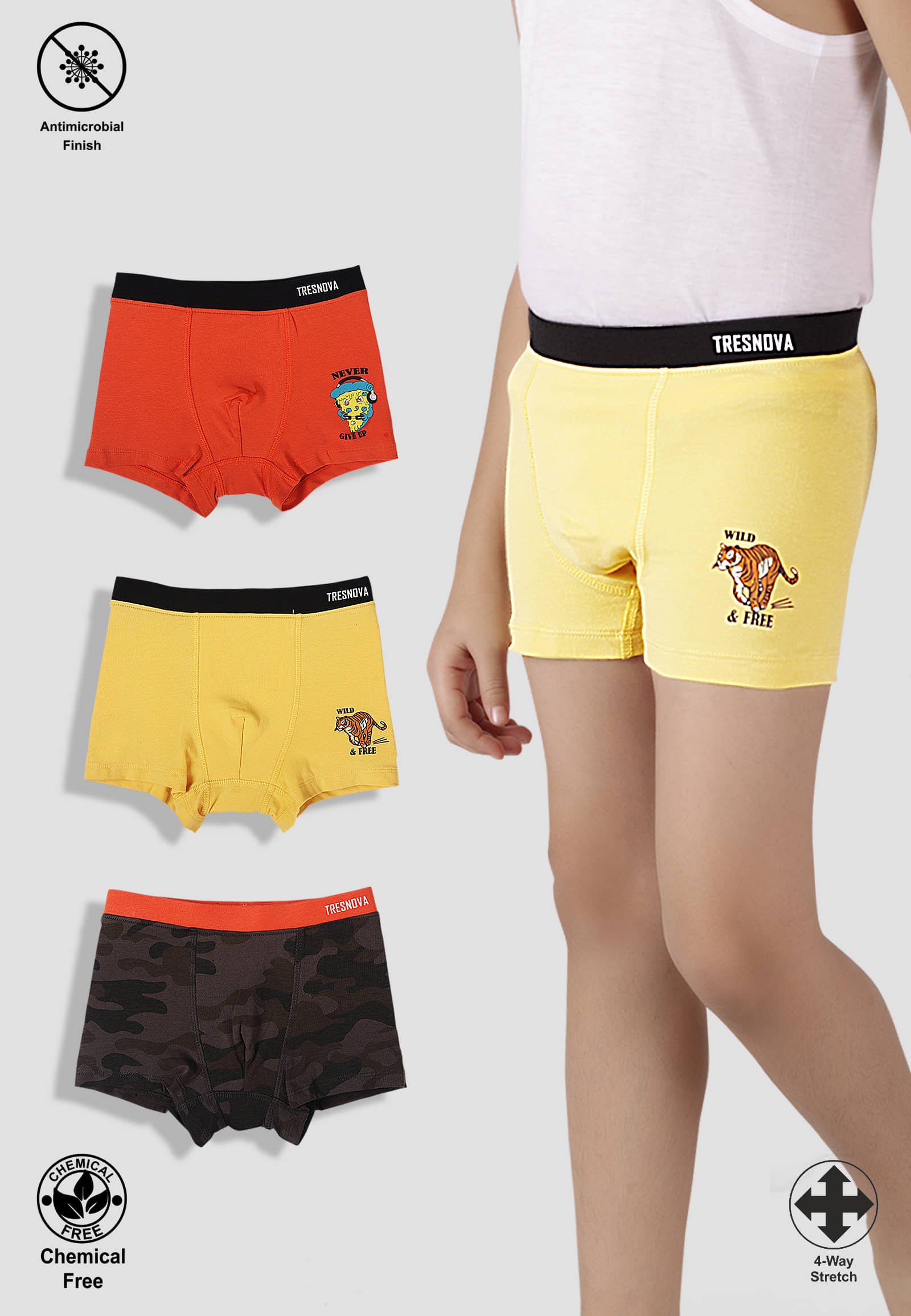 Pack of 3 Boys Cotton Blend Briefs ( Teal,Black ) - Image 3