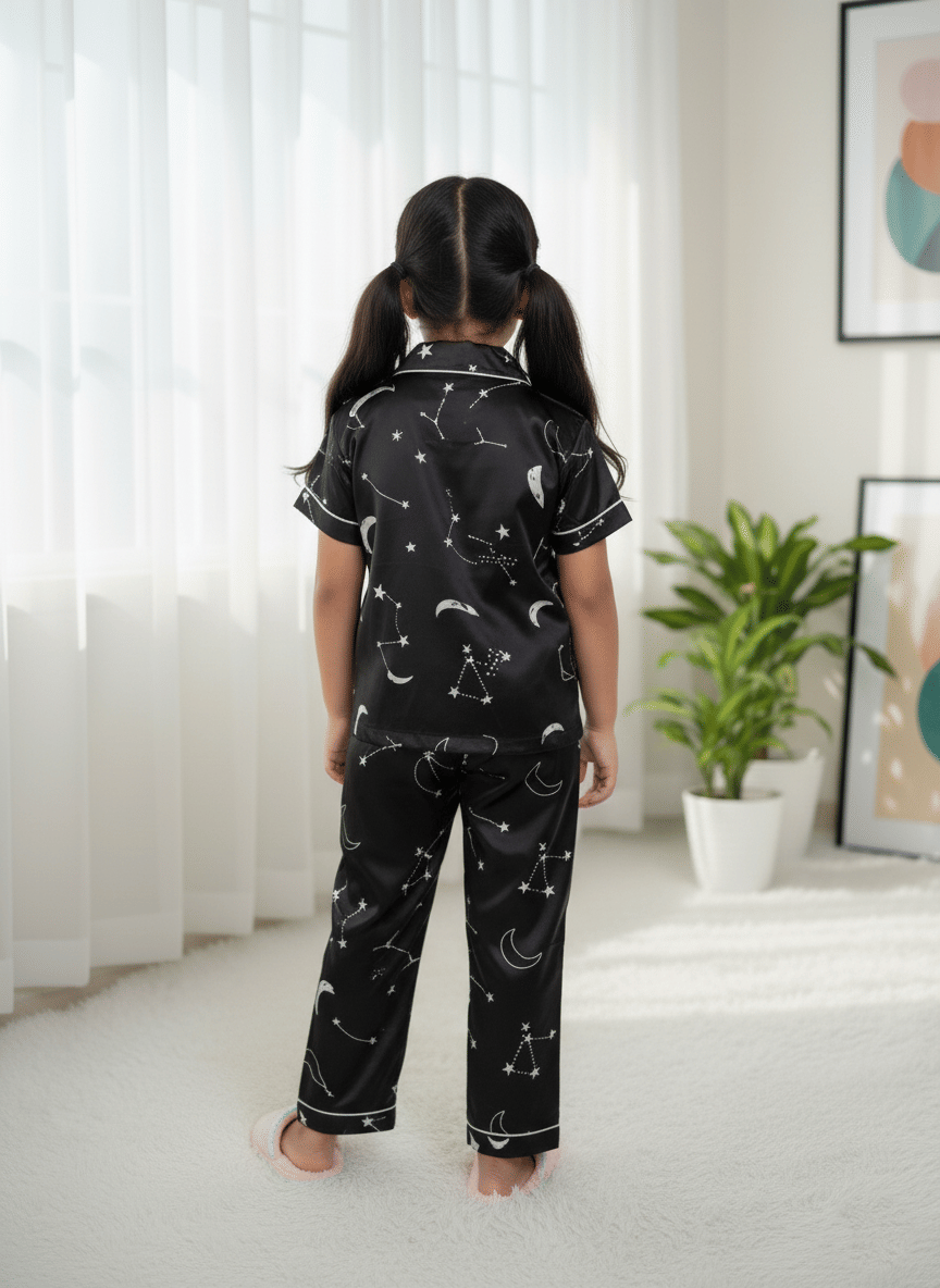 Pack of 1 Girls Cotton Blend Nightsuit Set ( Black ) - Image 2