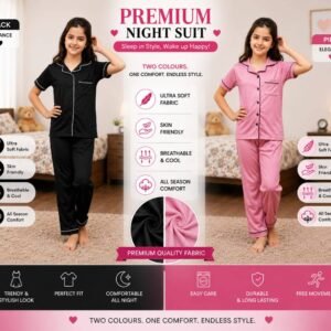 Pack of 2 Girls Cotton Blend Nightsuit Set ( Lavender )