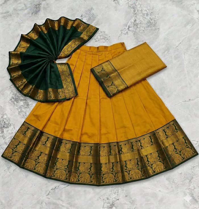 Tapovan Fashion Jacquard Lehenga Choli Set For Girls ( Pack of 1 , Yellow ) - Image 2