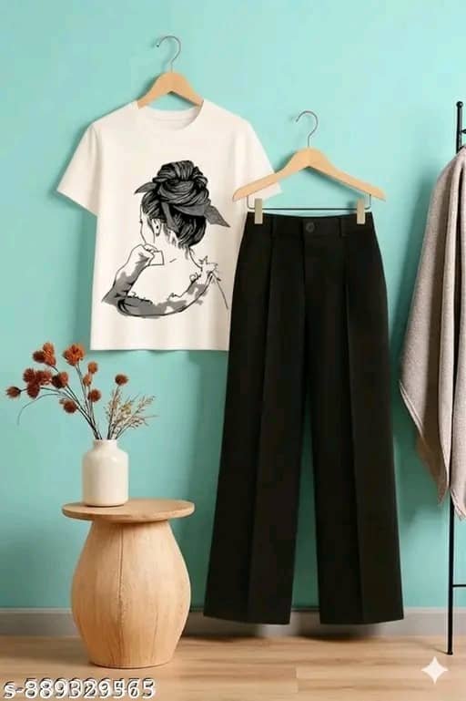 TarrenT HunT Girls Cotton Blend T-shirt & Pants Set ( Black , Pack of 1 ) - Image 4