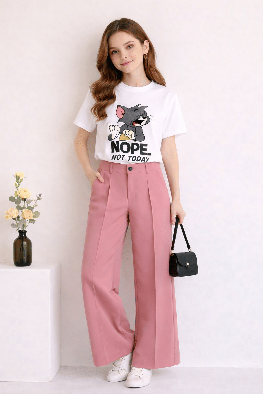 TarrenT HunT Pack of 1 Girls Cotton Blend T-shirt & Pants ( Pink )
