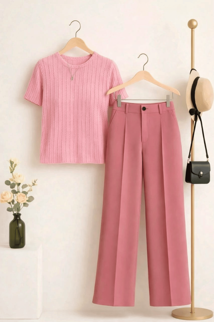TarrenT HunT Pack of 2 Girls Cotton Blend T-shirt & Pants ( Pink ) - Image 2