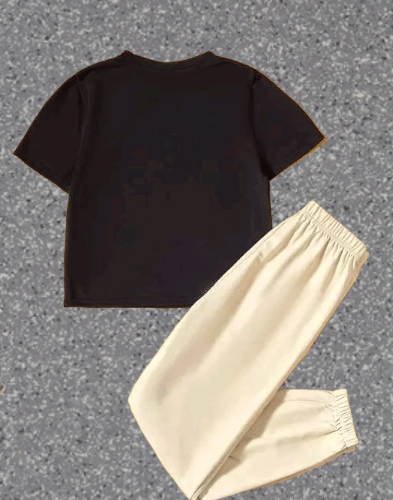 TarrenT HunT Pack of 2 Girls Cotton Blend T-shirt & Pants ( Black ) - Image 2