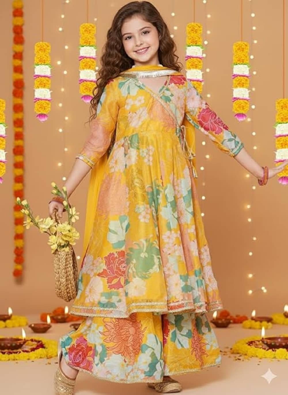 TechieDesigner Girls Rayon Kurti with Sharara ( Pack of 1 , Light Yellow ) - Image 3