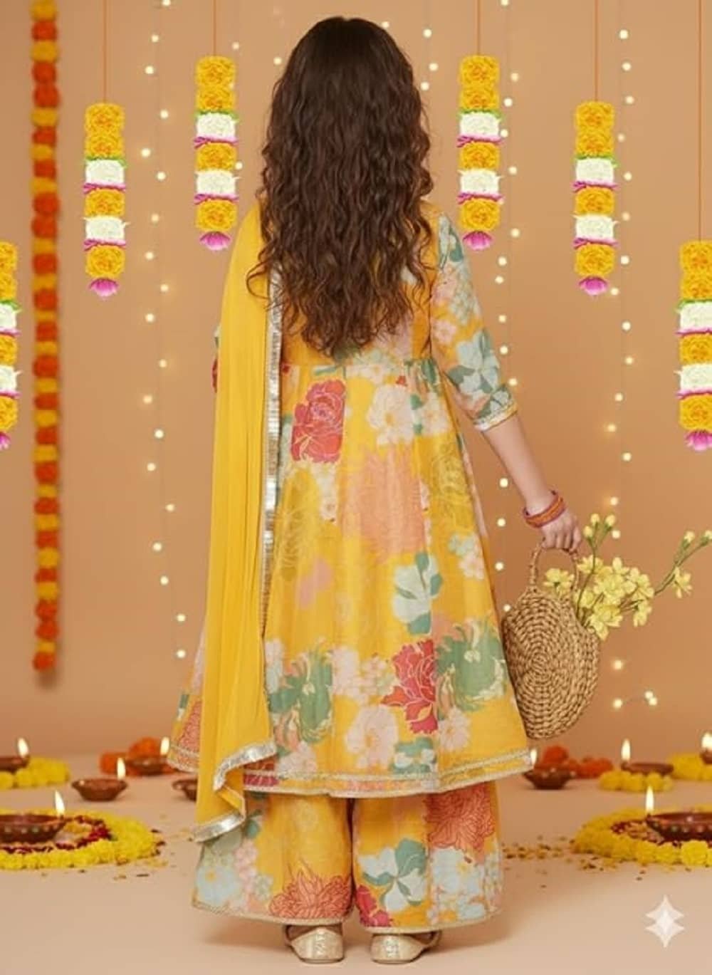 TechieDesigner Girls Rayon Kurti with Sharara ( Pack of 1 , Light Yellow ) - Image 4