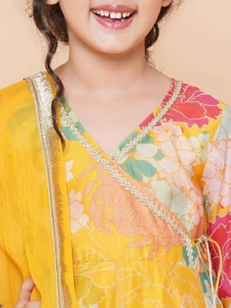 TechieDesigner Girls Rayon Kurti with Sharara ( Pack of 1 , Light Yellow ) - Image 5