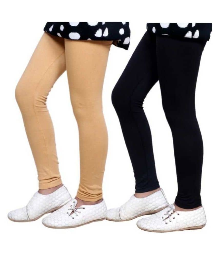 Tik Tok wears Girls Cotton Leggings Black-Beige