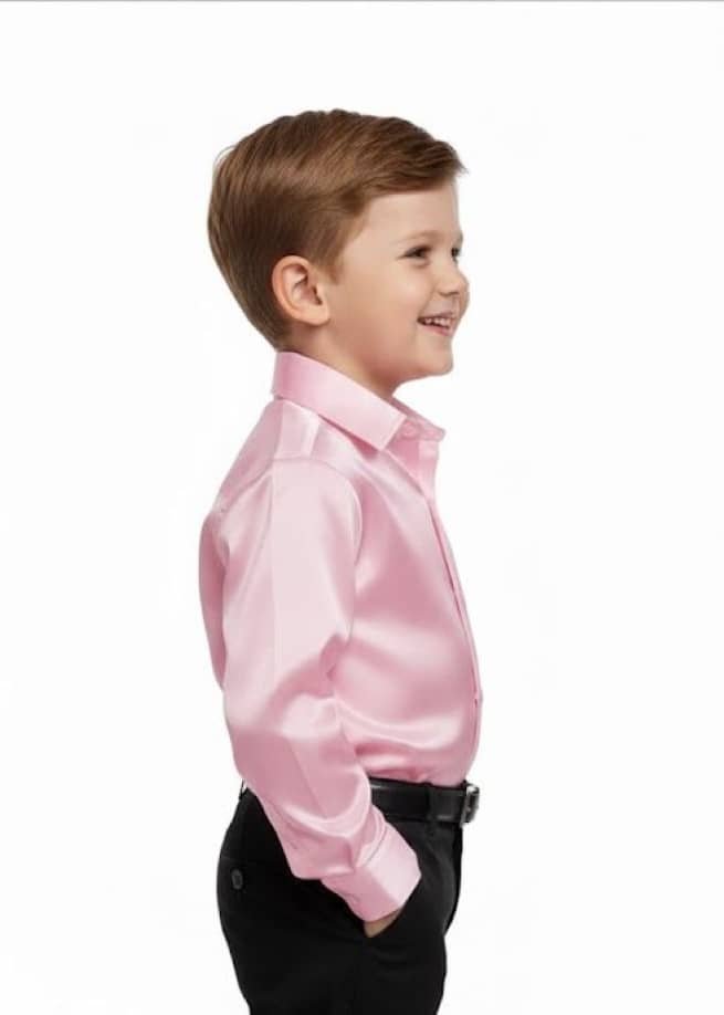 Tiny Troll Pack of 1 Boys Satin Full Sleeves Shirt ( Pink ) - Image 3