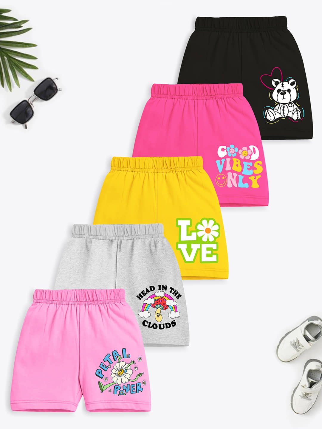 Trampoline Pack of 5 Girls Cotton Blend Shorts ( Multicolor3 )