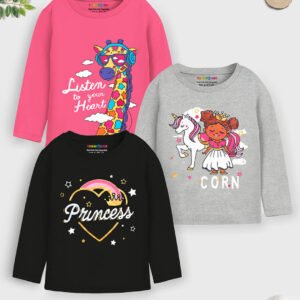Trampoline Pack of 3 Girls Cotton T-Shirt ( Multicolor )