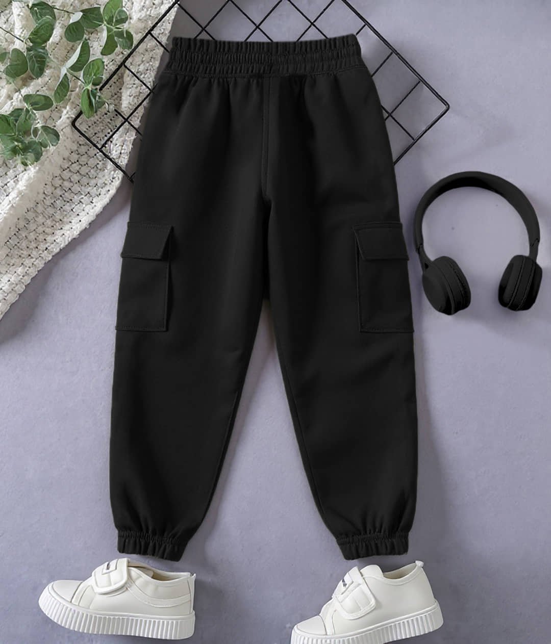 Trampoline Pack of 1 Boys Cotton Cargos ( Black ) - Image 2