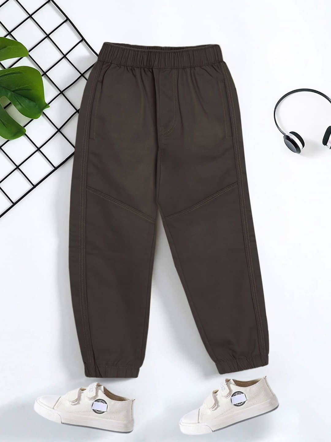 Trampoline Pack of 1 Boys Cotton Pants ( Brown )