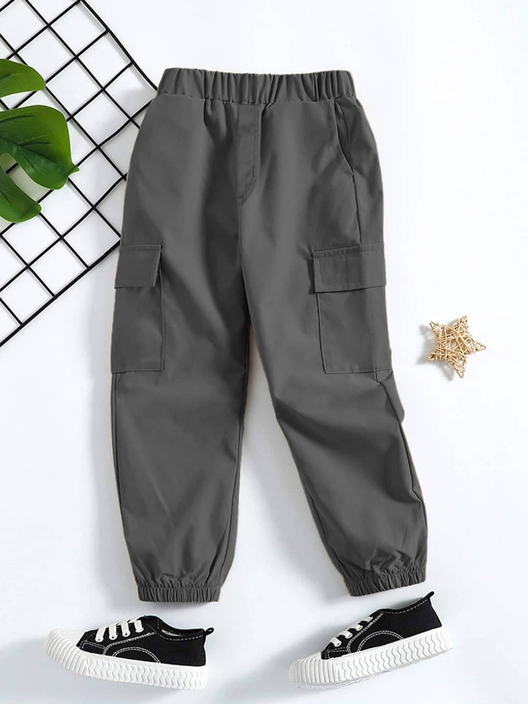 Trampoline Pack of 1 Boys Cotton Blend Cargos ( Grey )