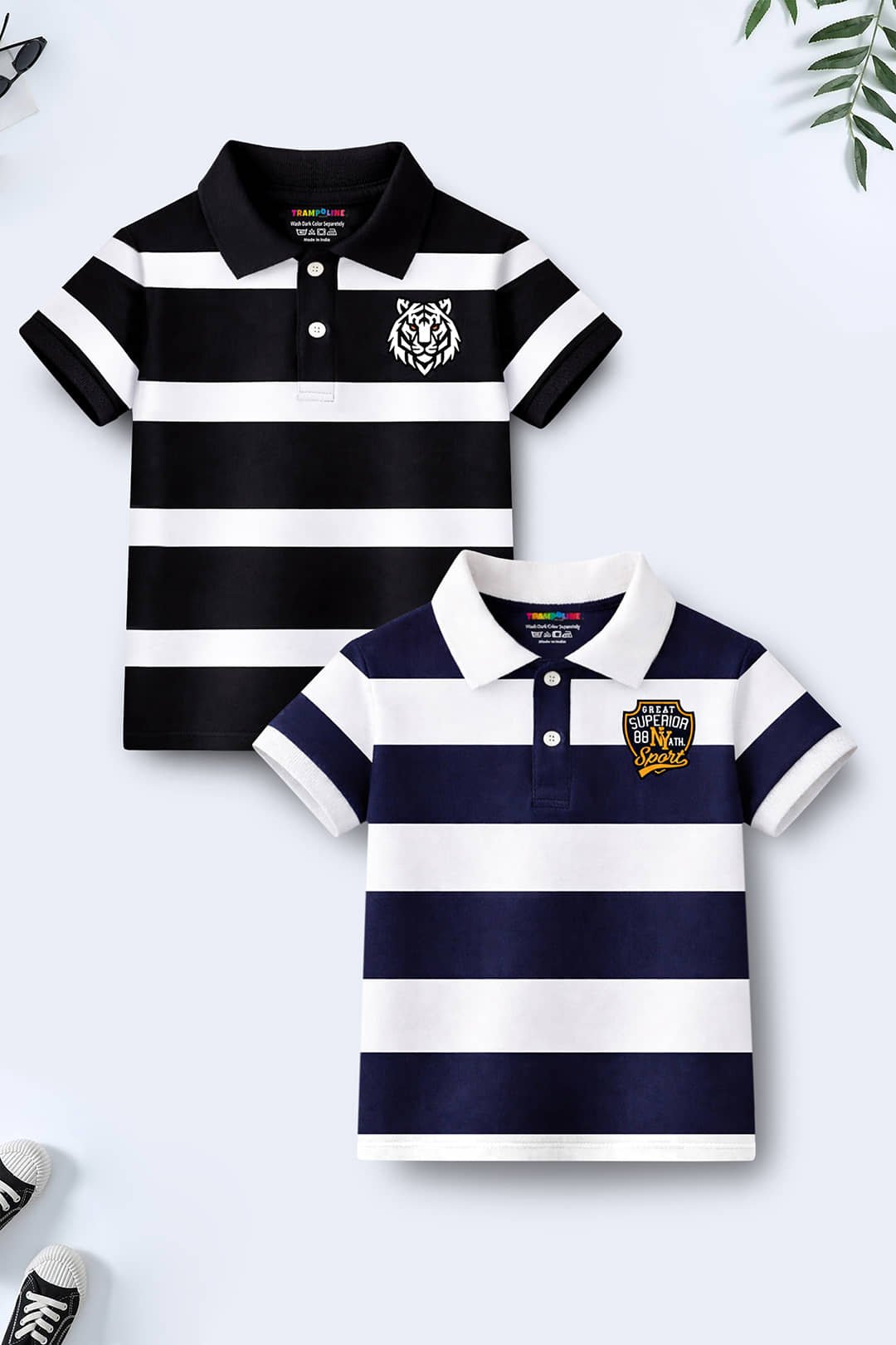 Trampoline Pack of 2 Boys Cotton Blend Polo T-Shirt ( Multi )