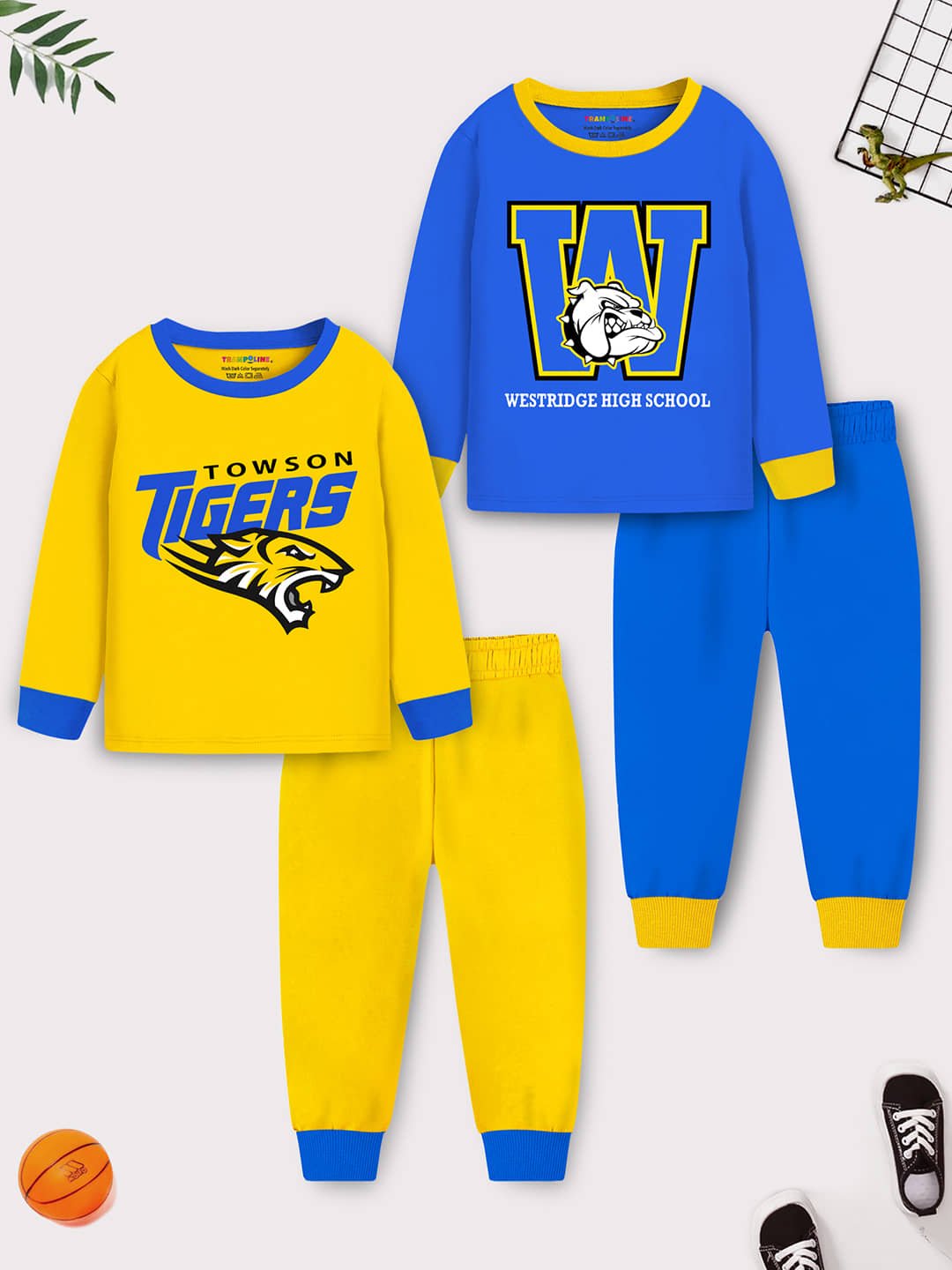 Trampoline Pack of 2 Boys Cotton Blend Nightsuit Set ( Multicolor )