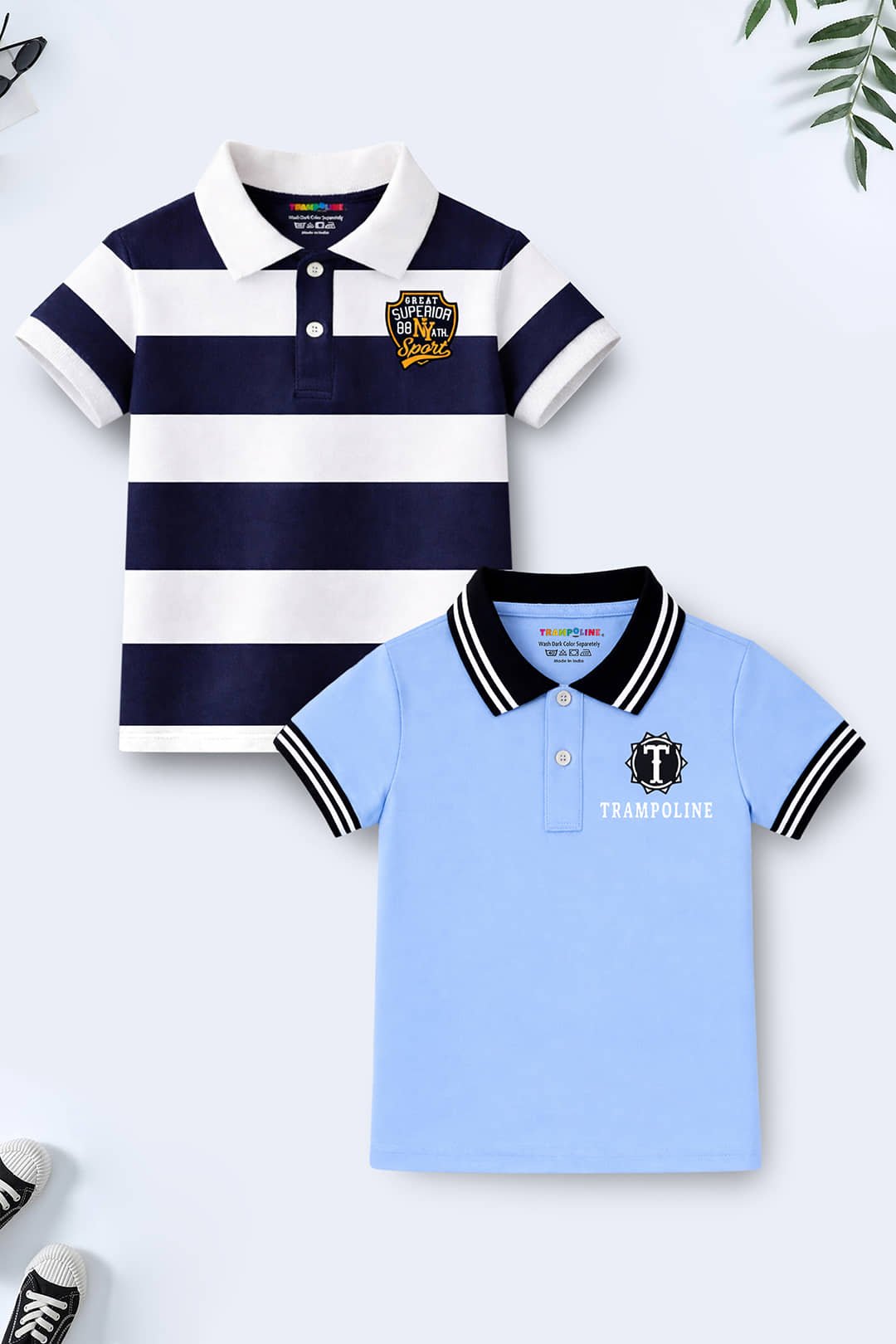 Trampoline Pack of 2 Boys Cotton Blend Polo T-Shirt ( Multi )