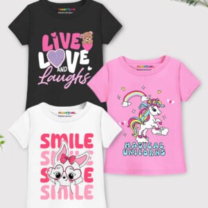 Trampoline Pack of 3 Girls Cotton Blend T-Shirt ( Multicolor )