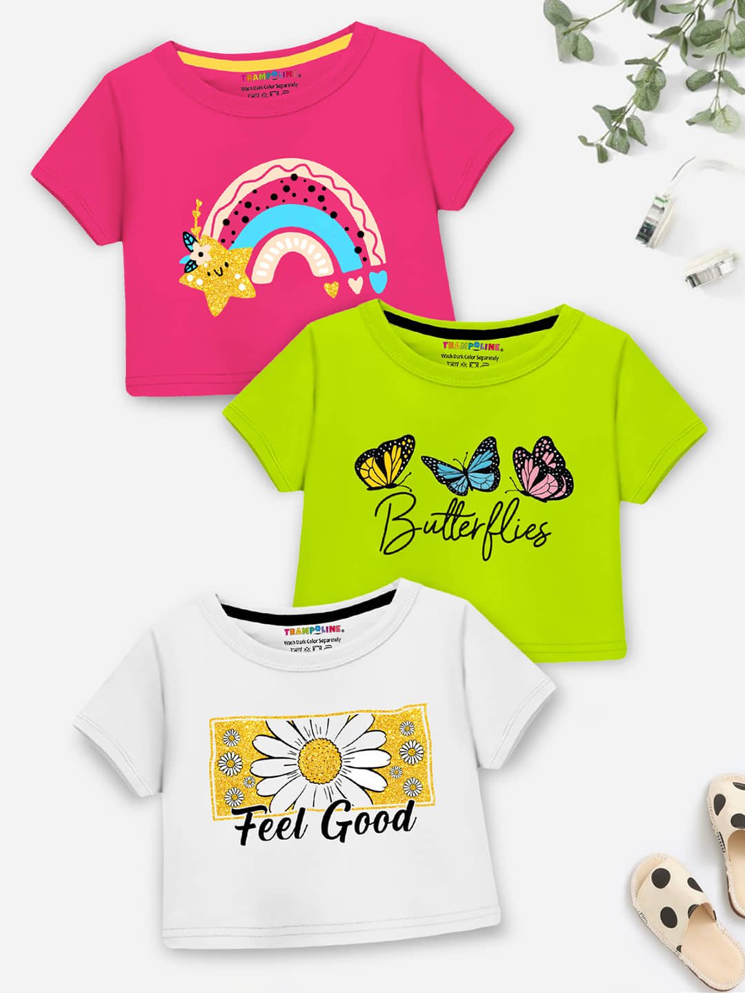 Trampoline Pack of 3 Girls Cotton Blend Top ( Multicolor )