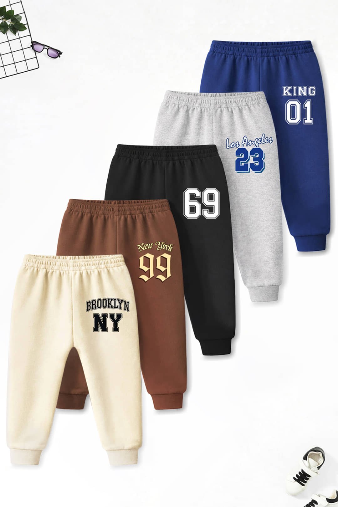 Trampoline Pack of 5 Boys Cotton Blend Trackpant ( Multi Color )