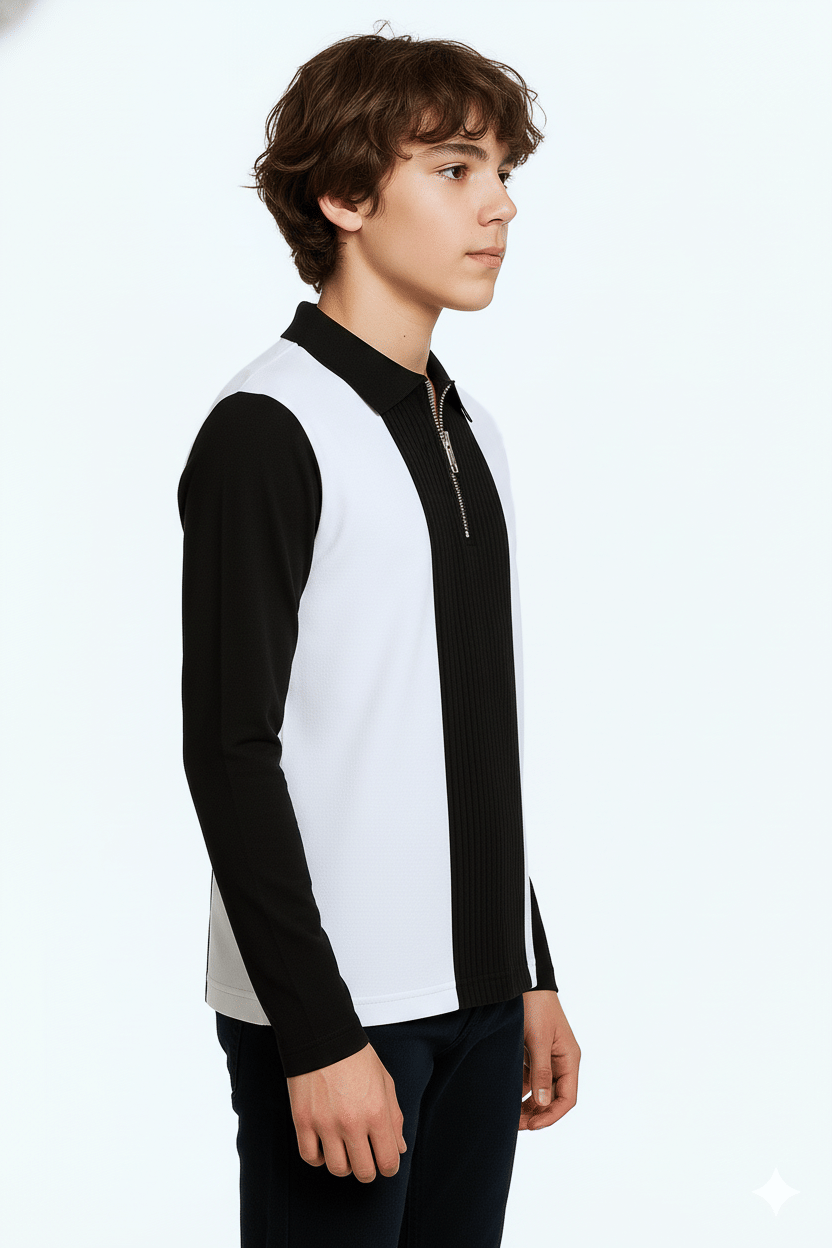 Try This Pack of 1 Boys Cotton Blend Polo T-Shirt ( Black ) - Image 2