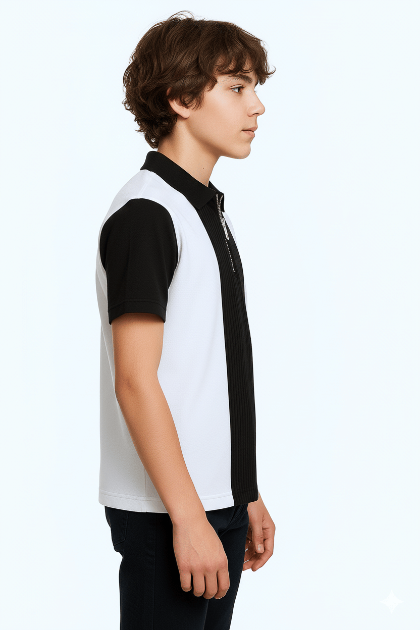 Try This Pack of 1 Boys Cotton Blend Polo T-Shirt ( Black ) - Image 2