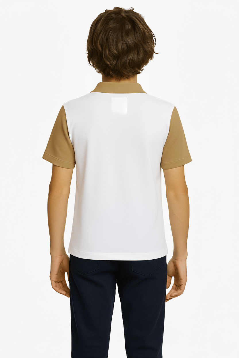 Try This Pack of 1 Boys Cotton Blend Polo T-Shirt ( Brown ) - Image 3