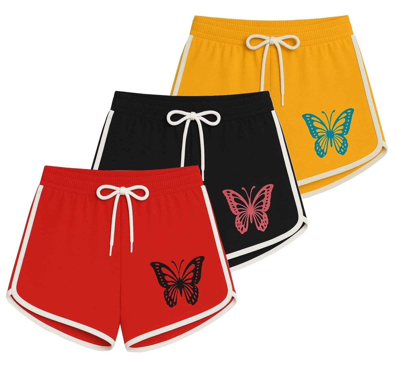 Utible Pack of 3 Girls Cotton Blend Shorts ( Red,Black,Yellow )