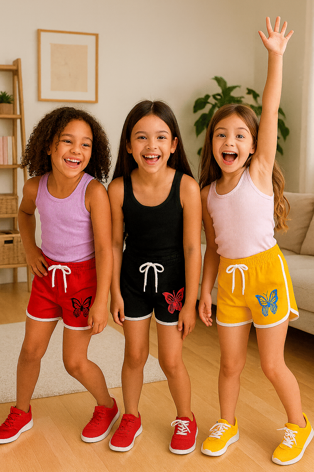 Utible Pack of 3 Girls Cotton Blend Shorts ( Red,Black,Yellow ) - Image 6