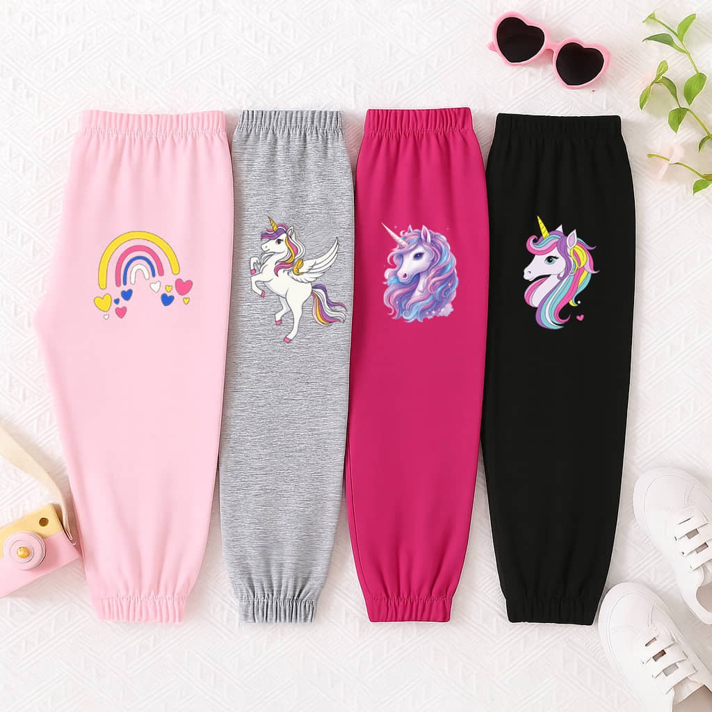 Utible Pack of 4 Girls Cotton Blend Trackpants ( Colors ) - Image 7