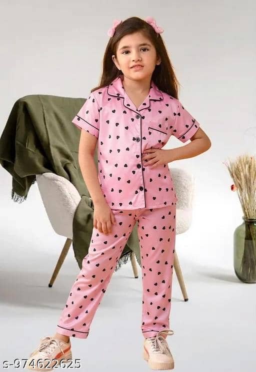 Pack of 2 Girls Cotton Blend Nightsuit Set ( Multicolor 6 ) - Image 2