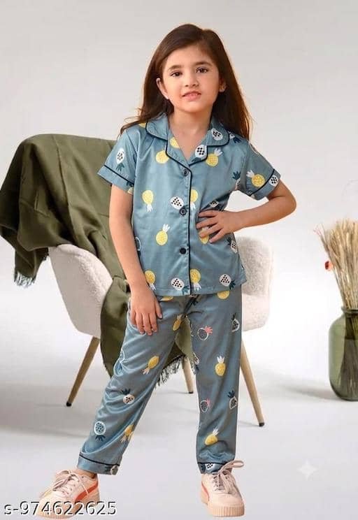 Pack of 2 Girls Cotton Blend Nightsuit Set ( Multicolor 6 ) - Image 3