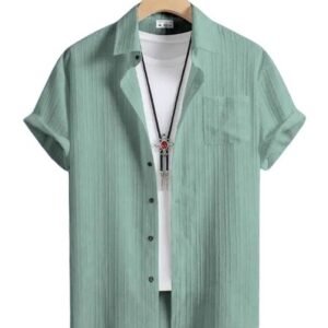 Pack of 1 Boys Cotton Blend Half Sleeves Shirt ( Green )