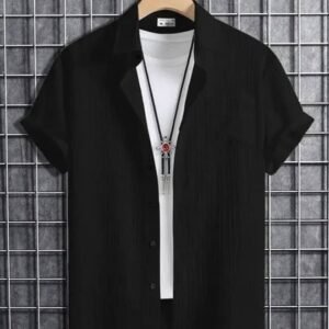 Pack of 1 Boys Cotton Blend Half Sleeves Shirt ( Black )