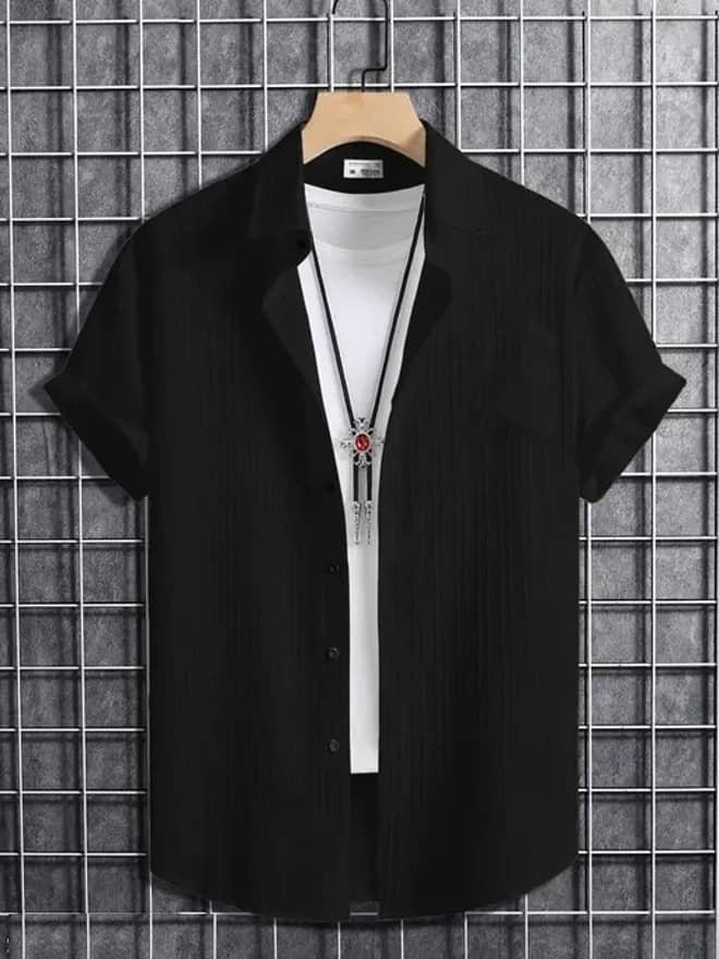 Pack of 1 Boys Cotton Blend Half Sleeves Shirt ( Black )