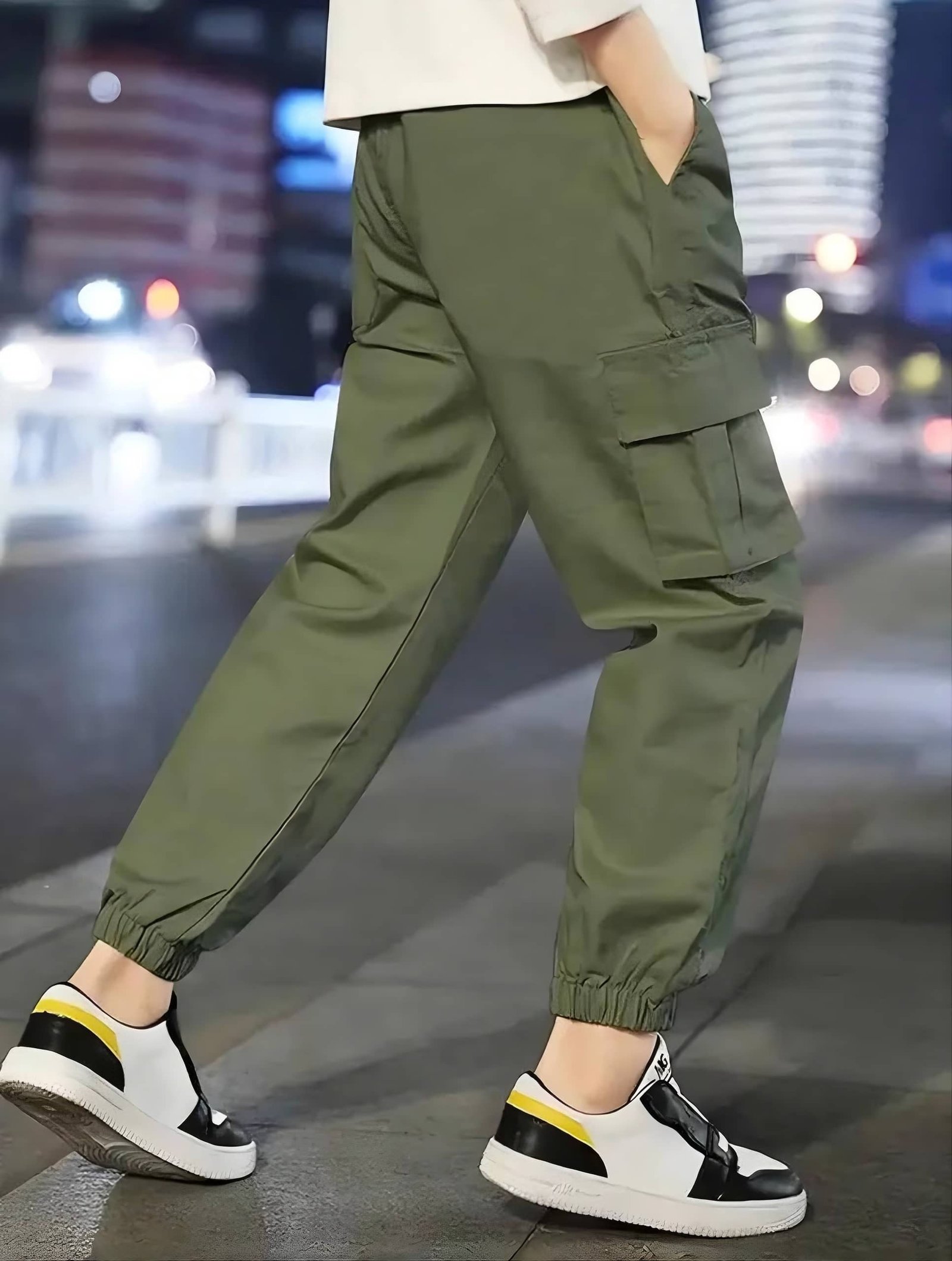 Pack of 1 Boys Cotton Cargos ( Green ) - Image 2