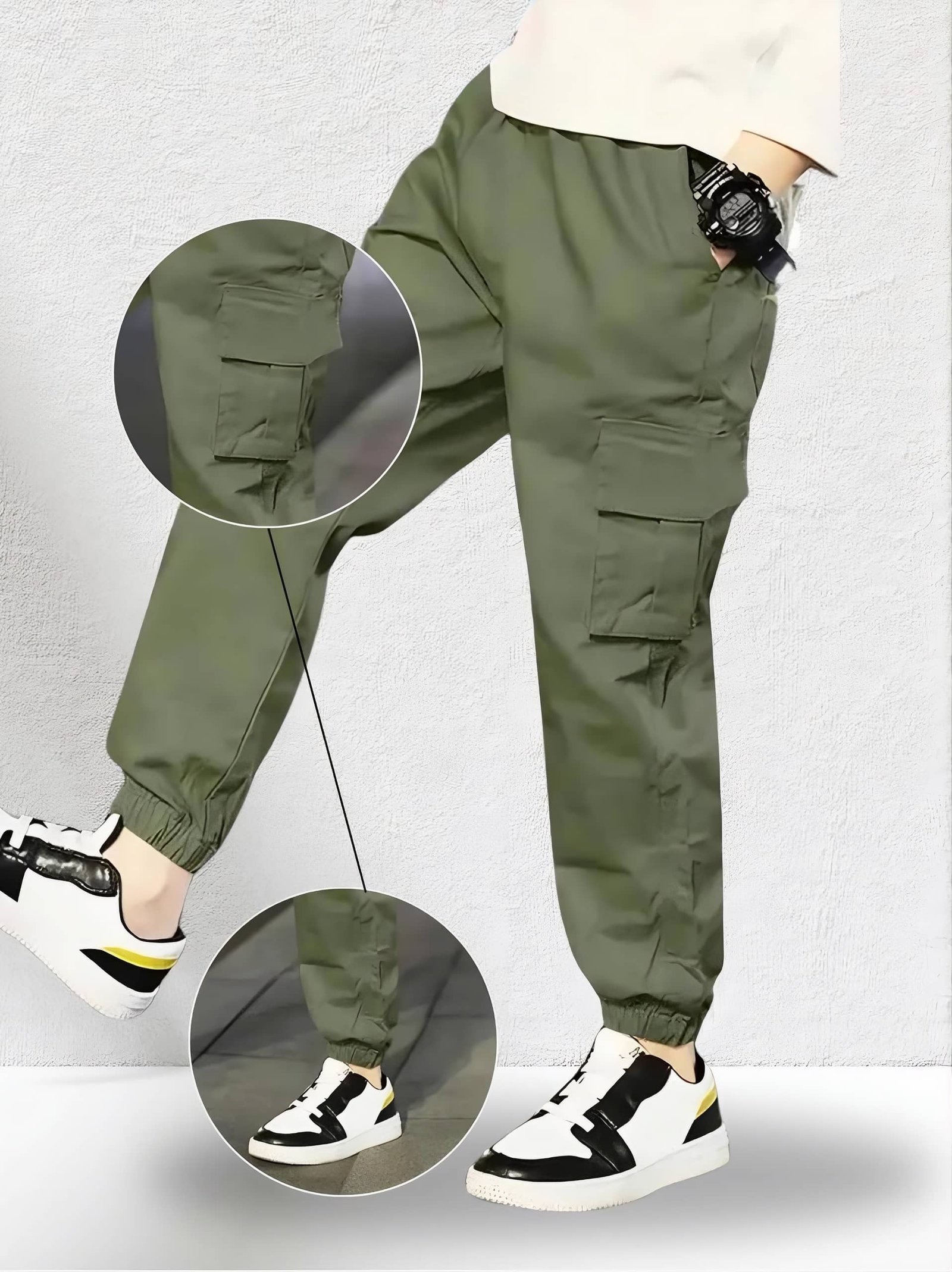 Pack of 1 Boys Cotton Cargos ( Green ) - Image 3