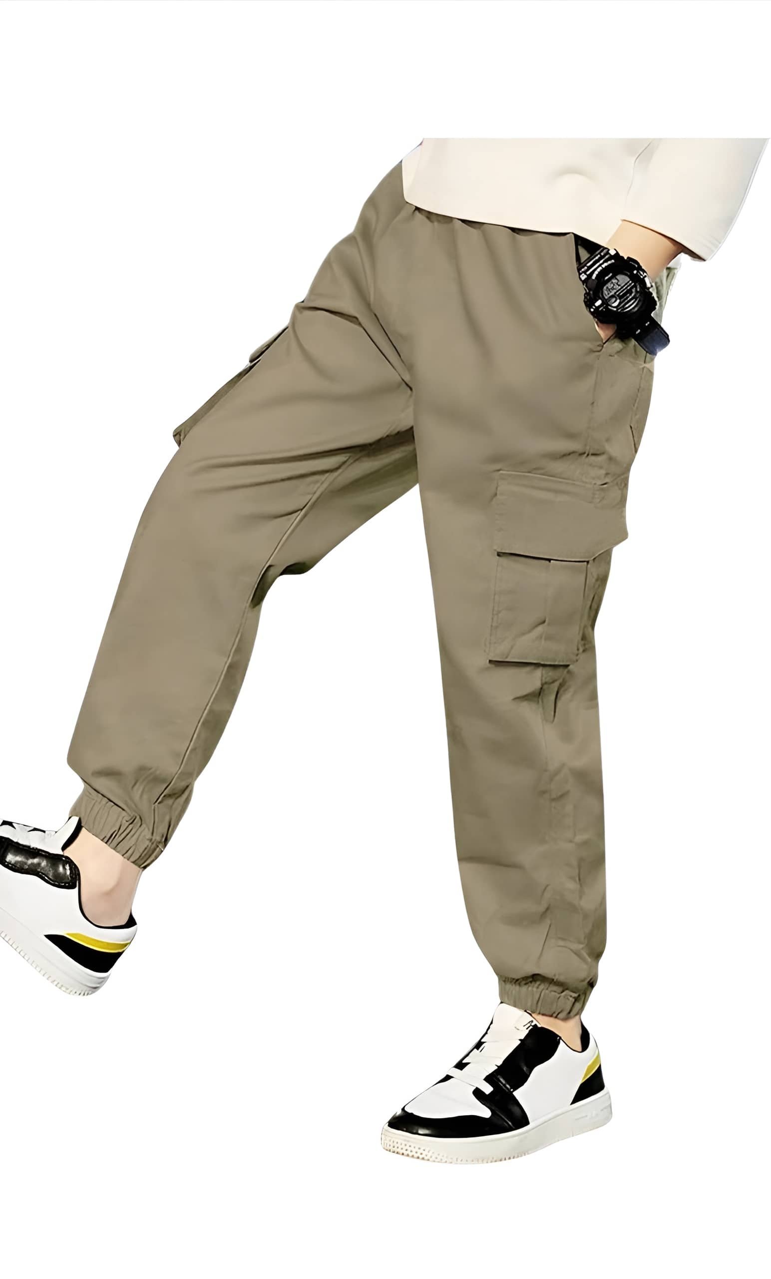 Pack of 1 Boys Cotton Cargos ( Khaki )