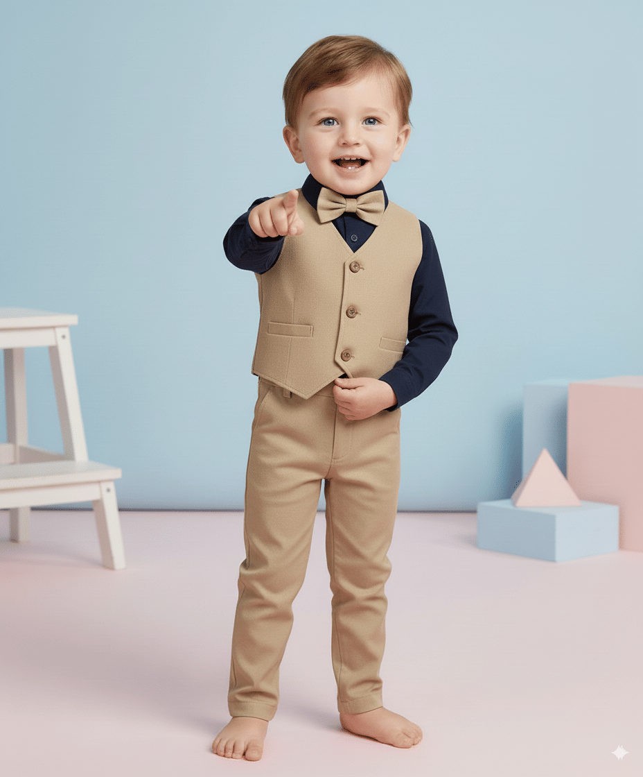 Baby Boys Cotton Waistcoat ( Pack of 1 , Gold )