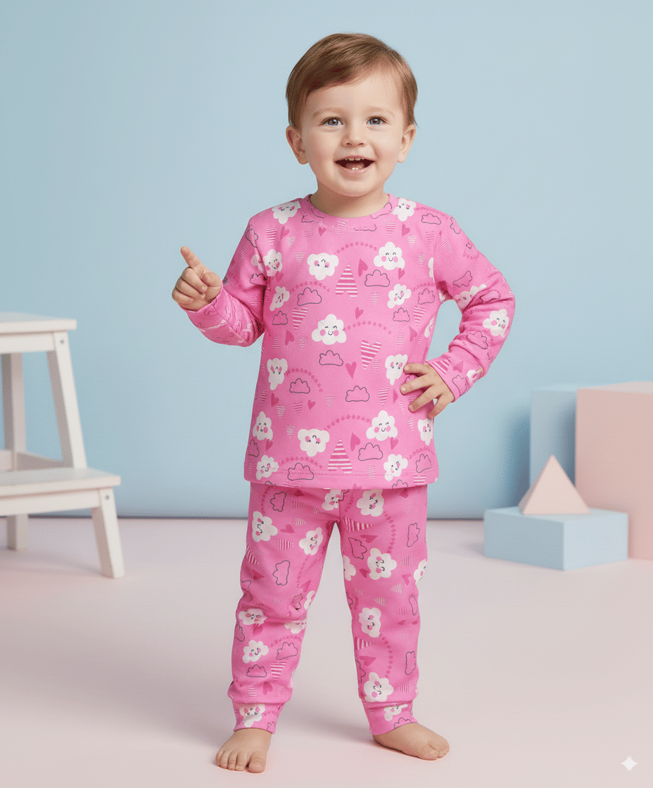 Pack of 1 Baby Boys Cotton Blend Tshirt & Pajama Set ( Pink )