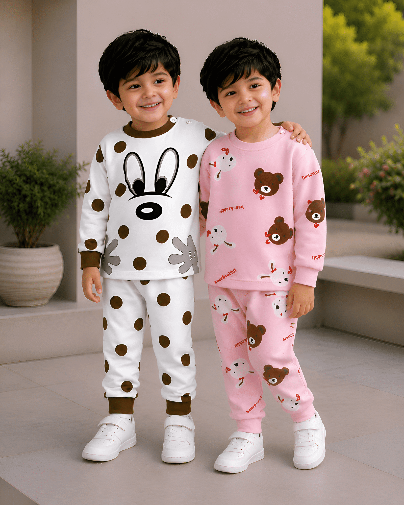 Unisex Cotton Blend T-Shirt & Pants Set ( Multicolor 4 , Pack of 2 )