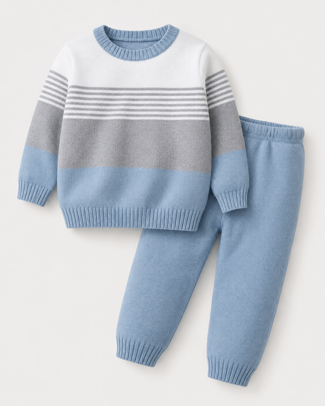 Vaidahee Baby Boys Woollen Sweatshirt & Trackpant Set ( Grey , Pack of 1 )