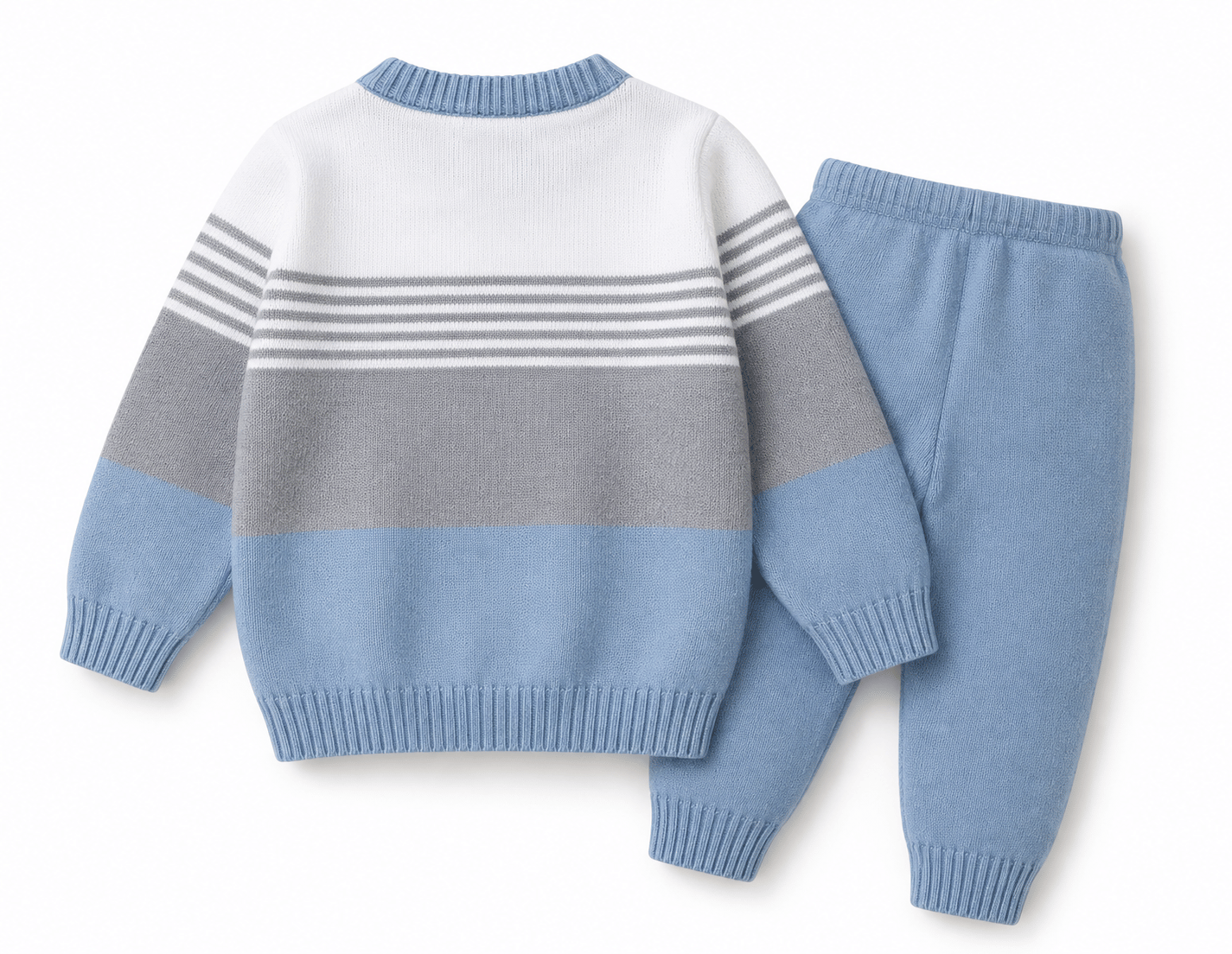 Vaidahee Baby Boys Woollen Sweatshirt & Trackpant Set ( Grey , Pack of 1 ) - Image 2