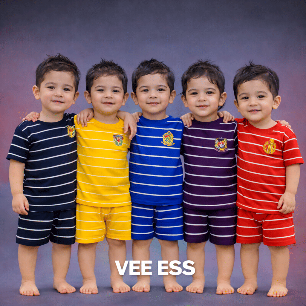 Vee Ess Pack of 5 Unisex Cotton Blend T-Shirt & Shorts Set ( Multicolor )