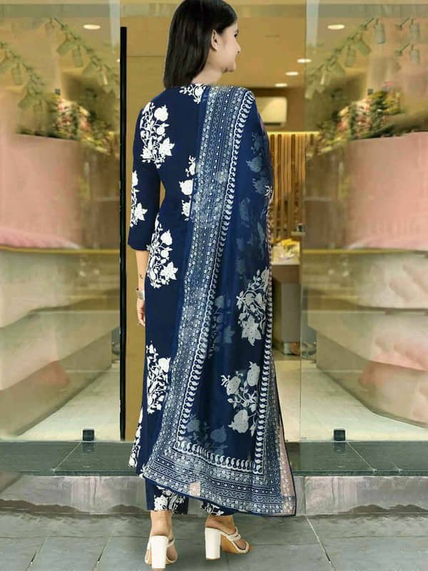 Vetrokart Girls Cotton Blend Kurti with Salwar ( Pack of 1 , Blue ) - Image 2