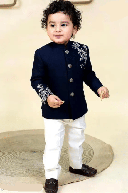 Villata fashion Boys Cotton Blend Navy Sherwani ( Pack of 1 )