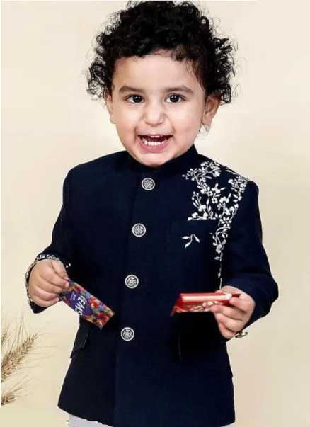 Villata fashion Boys Cotton Blend Navy Sherwani ( Pack of 1 ) - Image 2