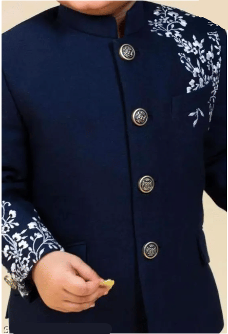 Villata fashion Boys Cotton Blend Navy Sherwani ( Pack of 1 ) - Image 3